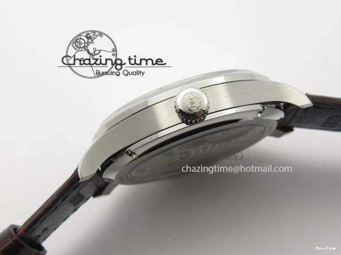 MIROTIME 0213 Chic Portuguese Tourbillon Power Reserve Moonphase SS White Dial Gold Numbers On Black Leather Strap 7319